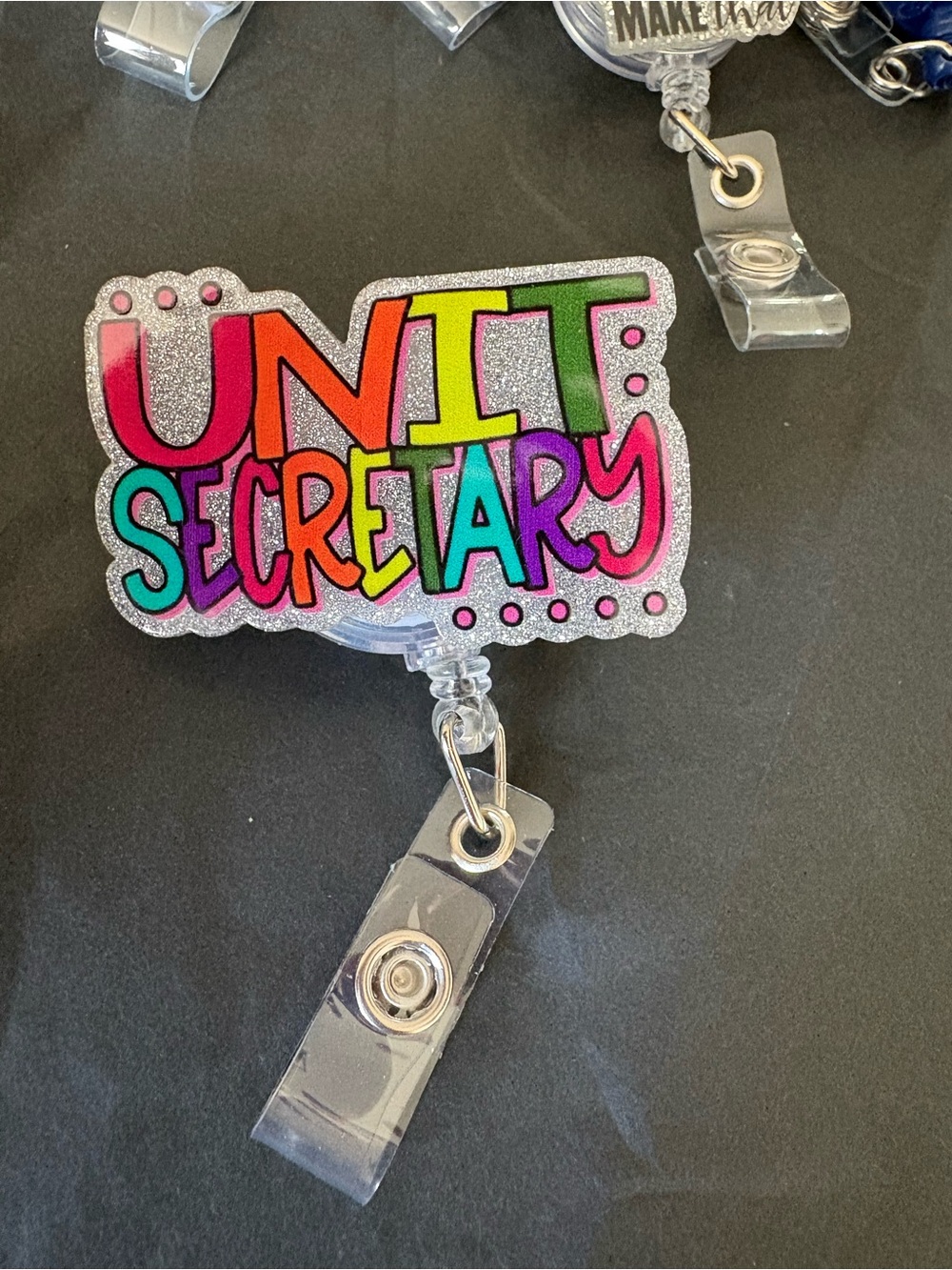 Unit Secretary Glitter Badge Reel - Multicolor